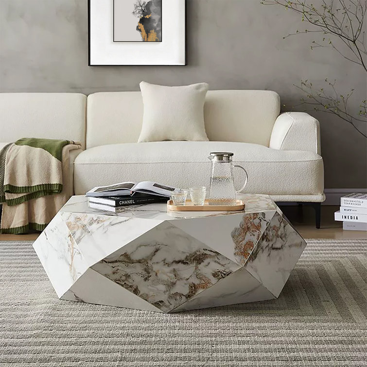 Orren Ellis Joaly Modern White Marble Coffee Table | Wayfair